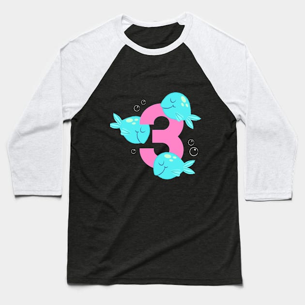 Mermaid Series: Number 3 Baseball T-Shirt by TheMioStore